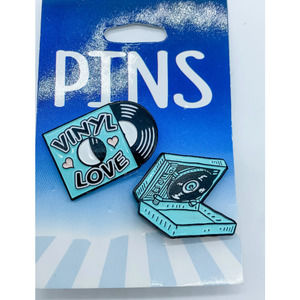 Vinyl Love 2 Piece Pin Lapel Set Record Player